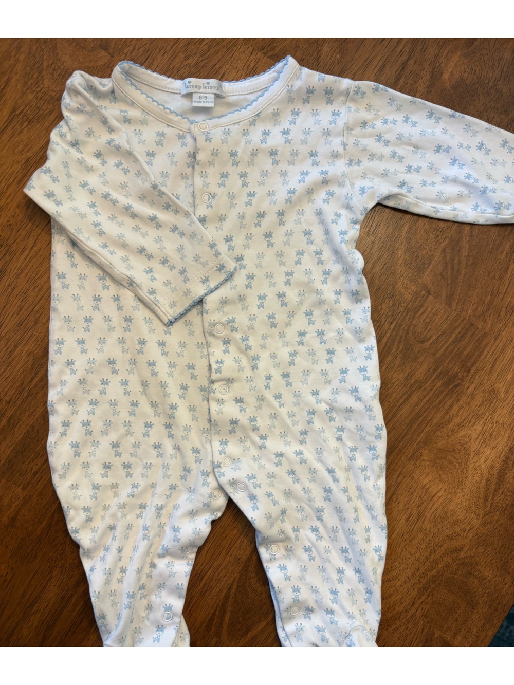 Kissy Kissy 6-9M Blue Giraffe Snap Footed Pajama